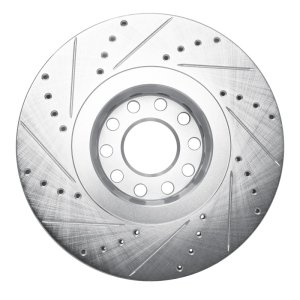 Volkswagen Passat Brake Rotor (1) - Front Right - R1 Concepts - Drilled & Slotted - Silver - `02-`05
